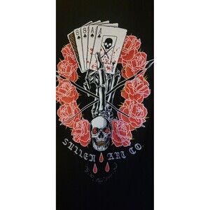 Sullen Death Dealer Roses Skulls Cross Paintbrush Tattoo Tee Small NWT D30 New